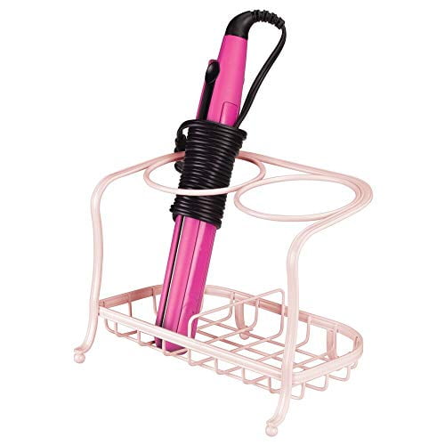 Flat Irons Light Pink//Blush mDesign Metal Hair Care /& Styling Tool Organizer Holder Hair Straighteners Curling Wands Bathroom Vanity Countertop Storage for Hair Dryer 3 Sections